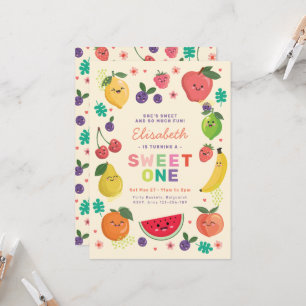 Berry Sweet One Birthday invite Rainbow Cute Fruit