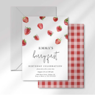 Berry Sweet One Strawberry First Birthday Invitation