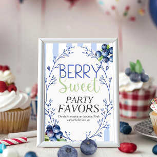 Berry Sweet Party Favour Blueberry  Sign  Invitation