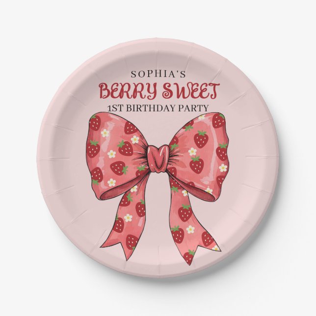  Berry Sweet Party Invitation Paper Plate (Front)