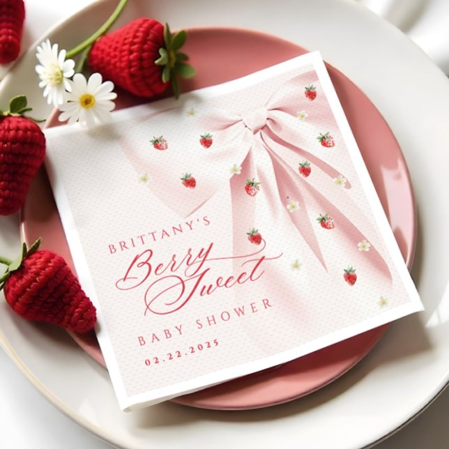 Berry Sweet Pink Bow Baby Shower Napkins (Creator Uploaded)