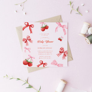 Berry Sweet Pink Coquette Baby Shower Invitation