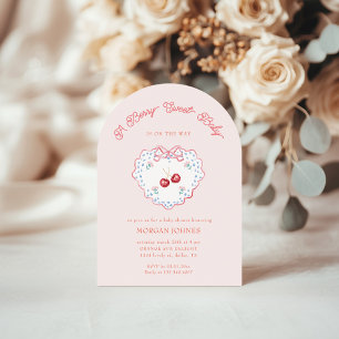 Berry Sweet Pink Coquette Baby Shower Invitation