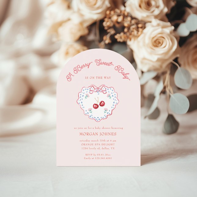 Berry Sweet Pink Coquette Baby Shower Invitation (Creator Uploaded)