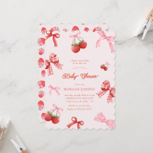 Berry Sweet Pink Coquette Baby Shower Invitation