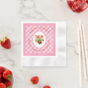 Berry Sweet Pink Gingham Shower Napkin