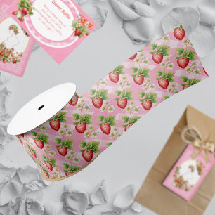 Berry Sweet Pink Gingham Shower Satin Ribbon