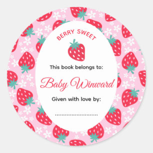 Berry Sweet Pink Strawberry Baby Shower Classic Round Sticker
