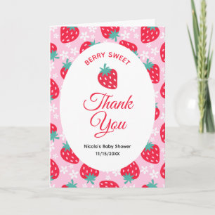 Berry Sweet Pink Strawberry Baby Shower Thank You Card