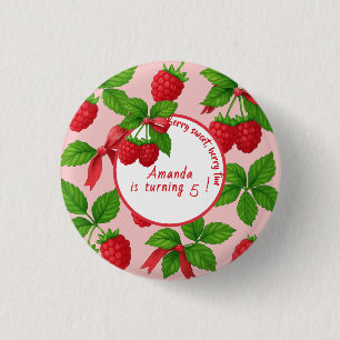 Berry Sweet Raspberry Kids Birthday Party - 3 Cm Round Badge