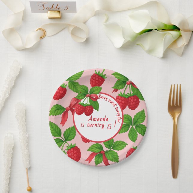 Berry Sweet Raspberry Kids Birthday Party -  Paper Plate (Wedding)