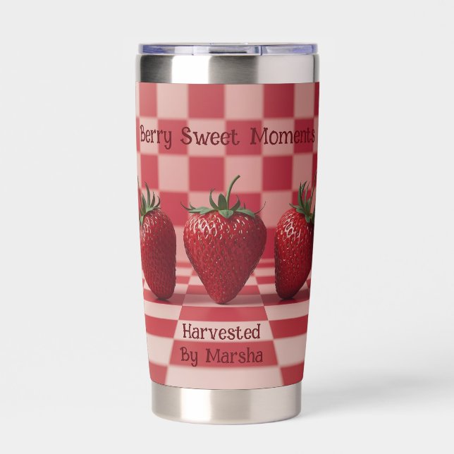 Berry Sweet Red Chequered Strawberry Tumbler (Front)