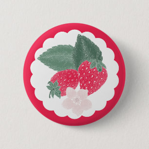 Berry Sweet Red Strawberries 6 Cm Round Badge