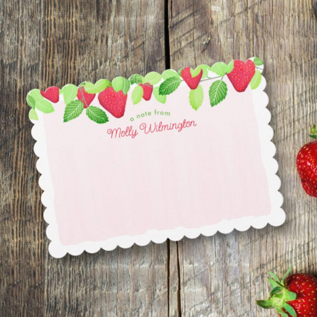 Berry Sweet Red Strawberry Baby Shower Note Cards (Creator Uploaded)