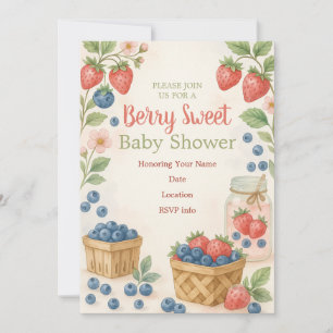 Berry Sweet Rustic Design Baby Shower Invitation 