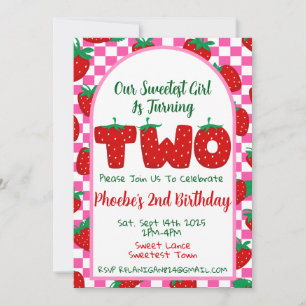 Berry Sweet Second Birthday Party Invitation