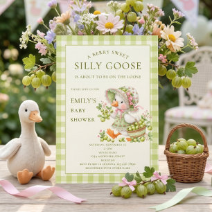 Berry Sweet Silly Goose Gooseberry Baby Shower Invitation