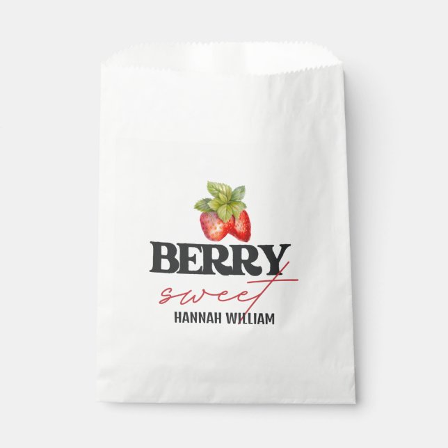 Berry Sweet Strawberries Baby Shower Favour Bags (Front)