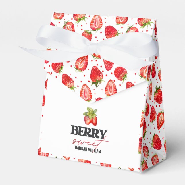 Berry Sweet Strawberries Baby Shower Favour Box (Front Side)