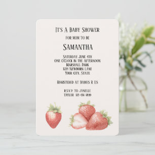 Berry Sweet Strawberries Baby Shower Invitation