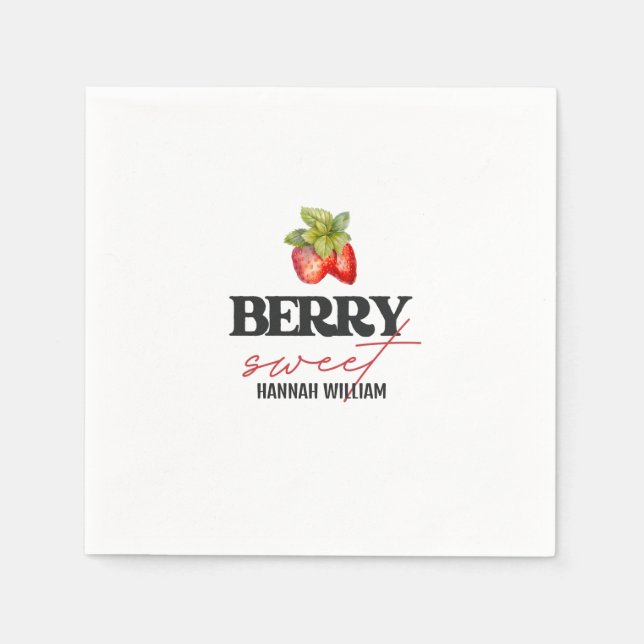 Berry Sweet Strawberries Baby Shower Napkin (Front)