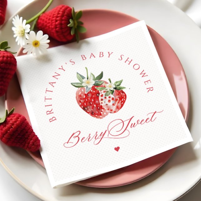 Berry Sweet Strawberries Baby Shower Napkin (Creator Uploaded)