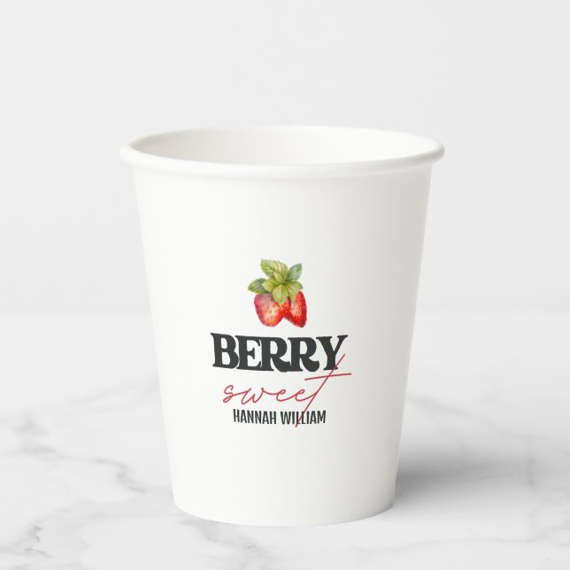 Berry Sweet Strawberries Baby Shower Paper Cups (Front)