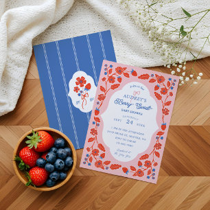 Berry Sweet Strawberries Blueberries & Blooms Invitation