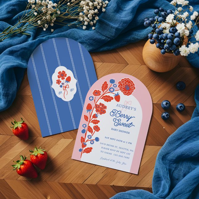Berry Sweet Strawberries, Blueberries & Blooms Invitation (Berry Sweet Strawberries, Blueberries & Blooms Invitation)