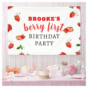 Berry Sweet Strawberry 1st Birthday Banner