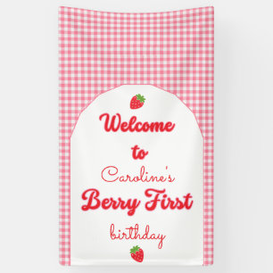 Berry Sweet Strawberry 1st Birthday Party Banner
