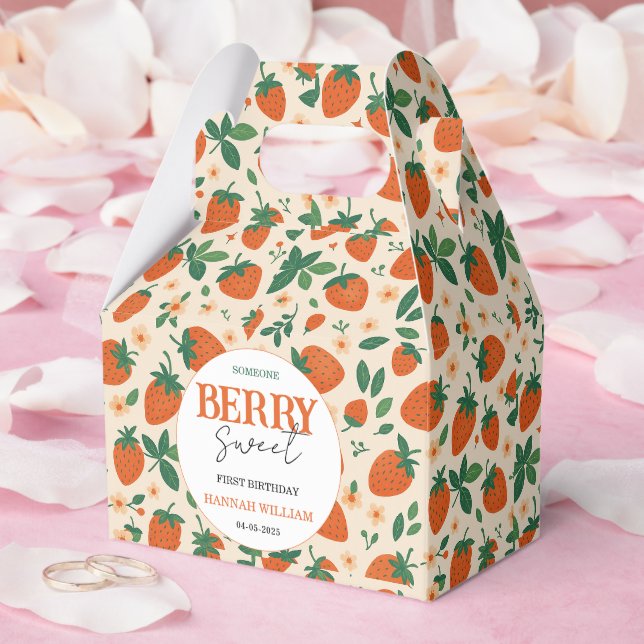 Berry Sweet Strawberry 1st Birthday Party Favour Box (Wedding)