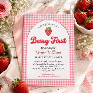 Berry Sweet Strawberry 1st Birthday Party Invitation