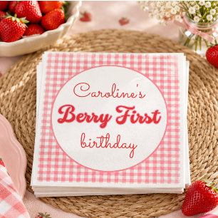 Berry Sweet Strawberry 1st Birthday Party Napkin