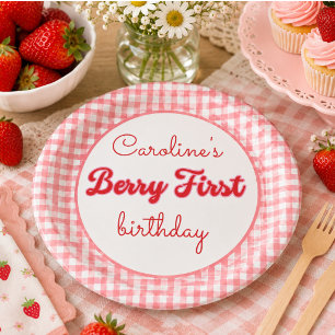 Berry Sweet Strawberry 1st Birthday Party Paper Plate