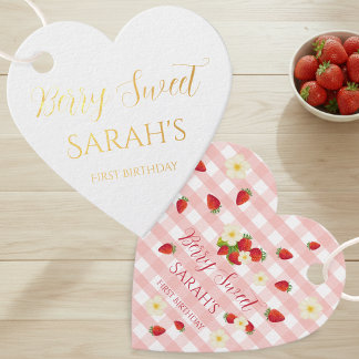 Berry Sweet Strawberry 1st Birthday Real  Favour Tags