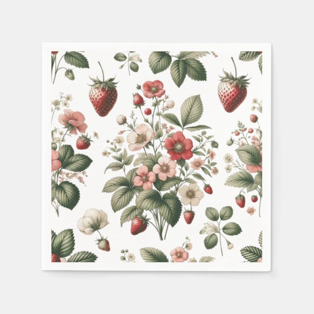 Berry Sweet Strawberry All Over Pattern Napkin (Front)