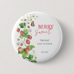 Berry Sweet Strawberry Baby Shower 6 Cm Round Badge
