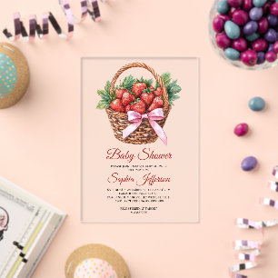 Berry Sweet Strawberry Baby Shower Acrylic Invitations