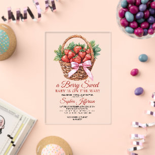 Berry Sweet Strawberry Baby Shower Acrylic Invitations