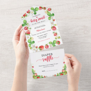 Berry Sweet Strawberry Baby Shower All In One Invitation