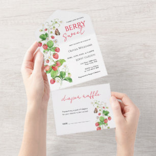 Berry Sweet Strawberry Baby Shower All In One Invitation