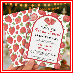 Berry Sweet Strawberry Baby Shower   Blueberry  Invitation