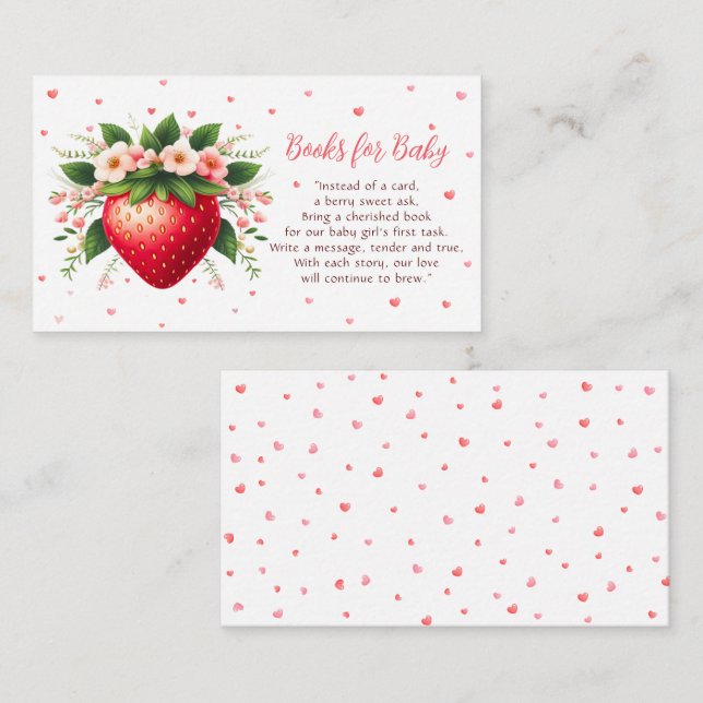 Berry Sweet Strawberry Baby Shower Book  Enclosure Card (Front/Back)