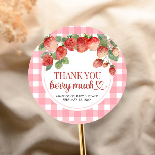 Berry Sweet Strawberry Baby Shower Classic Round Sticker