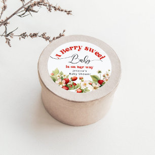 Berry sweet Strawberry baby shower Classic Round Sticker