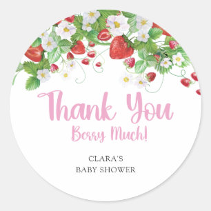 Berry Sweet Strawberry Baby Shower  Classic Round Sticker