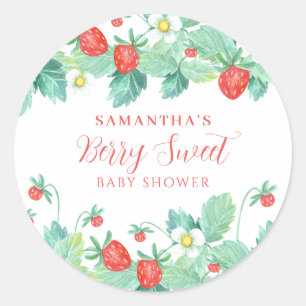 Berry Sweet Strawberry Baby Shower Classic Round Sticker