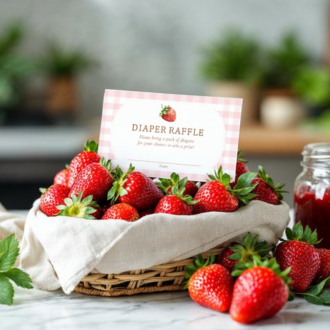 Berry Sweet Strawberry Baby Shower Diaper Raffle Enclosure Card (Creator Uploaded)