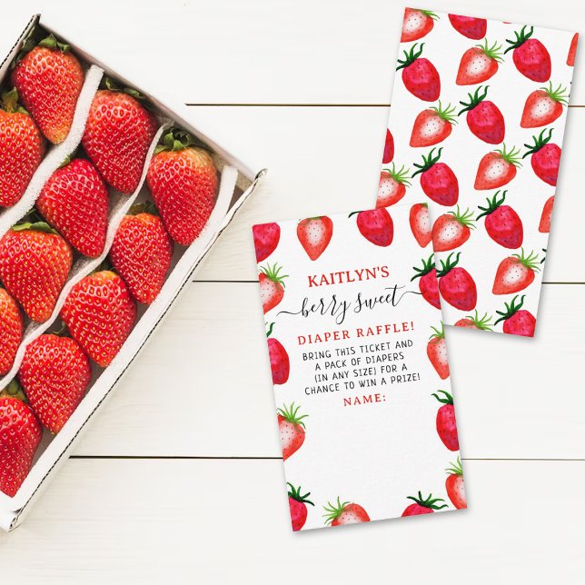 Berry Sweet Strawberry Baby Shower Diaper Raffle Enclosure Card (Creator Uploaded)